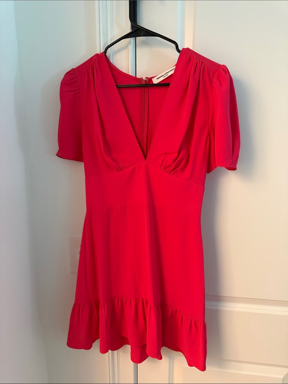 Amanda Uprichard Hot Pink V-Neck Mini Dress